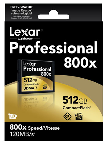Lexar CF Pro 800x, per fotografi professionisti